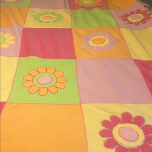 Colorful Floral Fleece Patchwork Quilt Panel